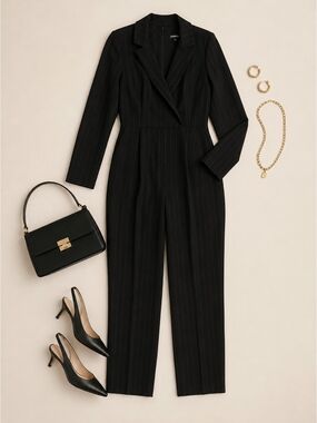 Express Black Pinstripe Jumpsuit